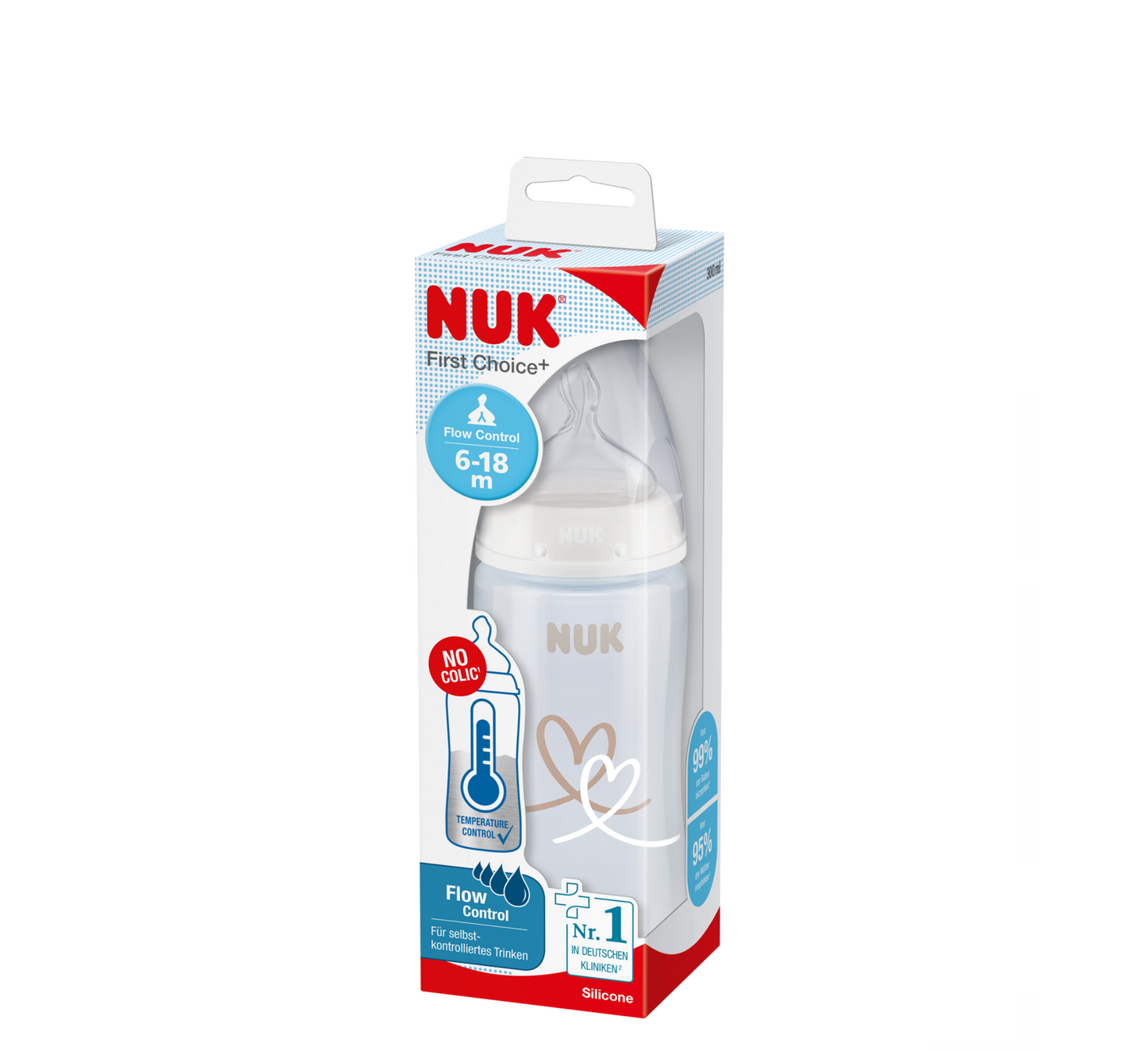 NUK Shishe Plastike First Choice+ Flow Control Silikon (6-18M) *300ml