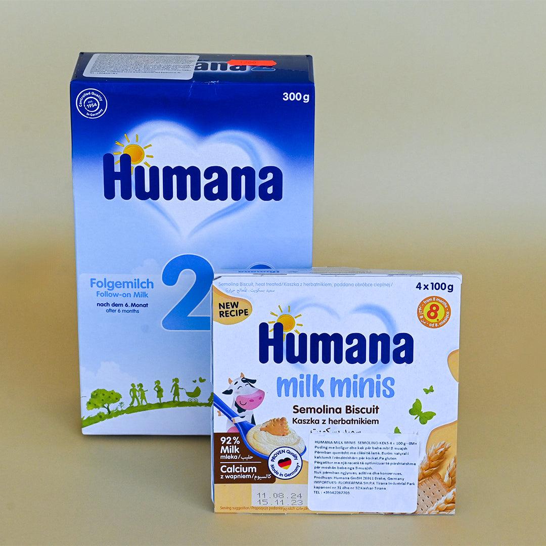 HUMANA 2 300GR + HUMANA PUDING BOLLGUR BISKOTE 8M+ 4X100G