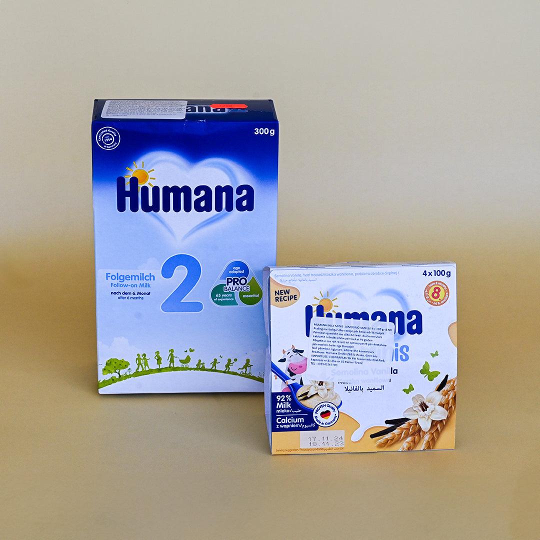 HUMANA 2 300GR + HUMANA PUDING BOLLGUR VANILJE 8M+ 4X100G