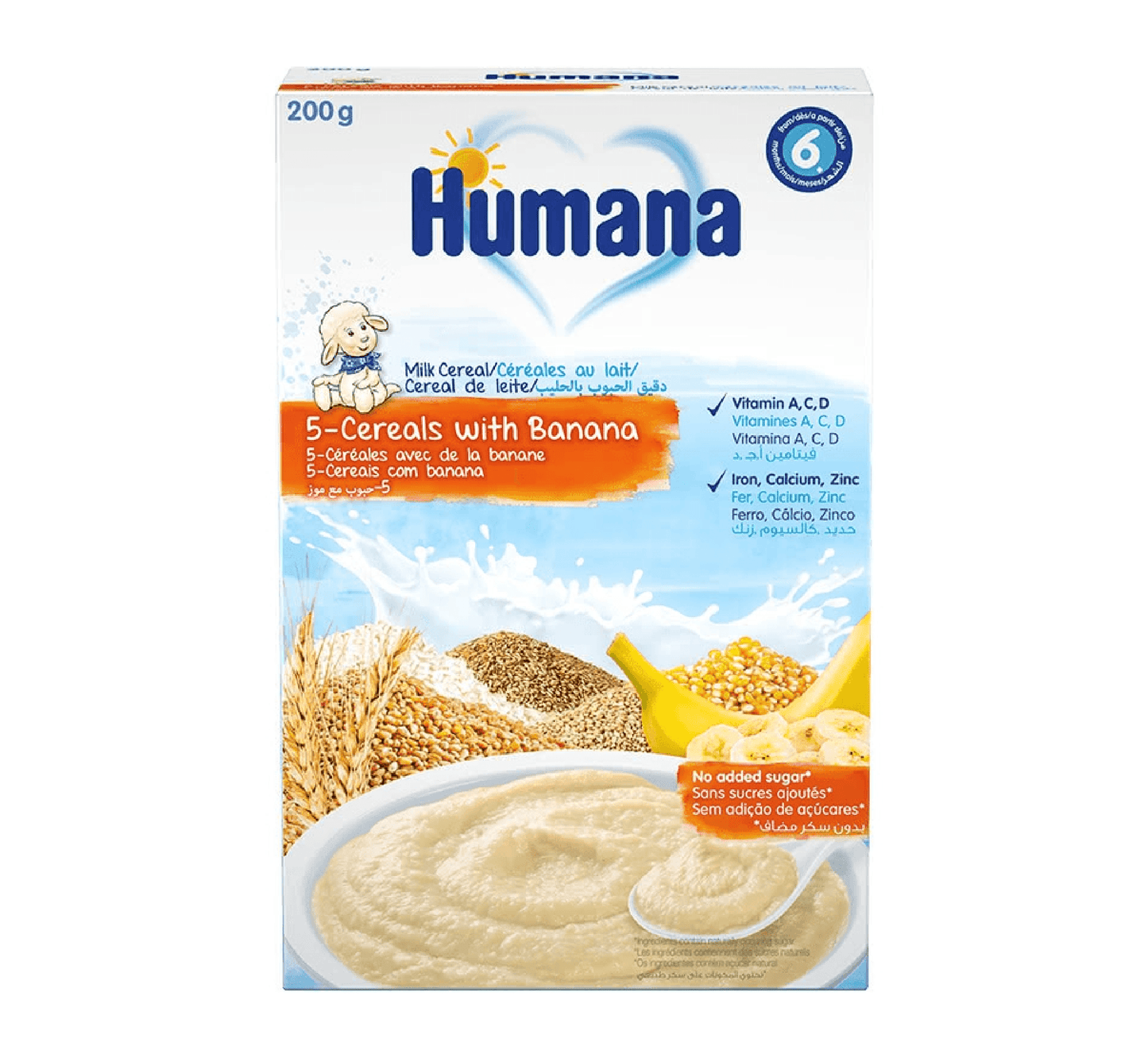 HUMANA 5-CEREALS WITH BANANA 200G 6M+