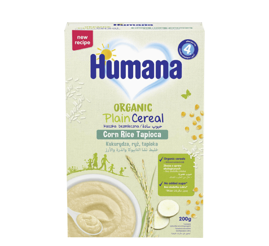 HUMANA ORGANIC PLAIN CEREAL CORN RICE TAPIOCA 4M+ *200GR