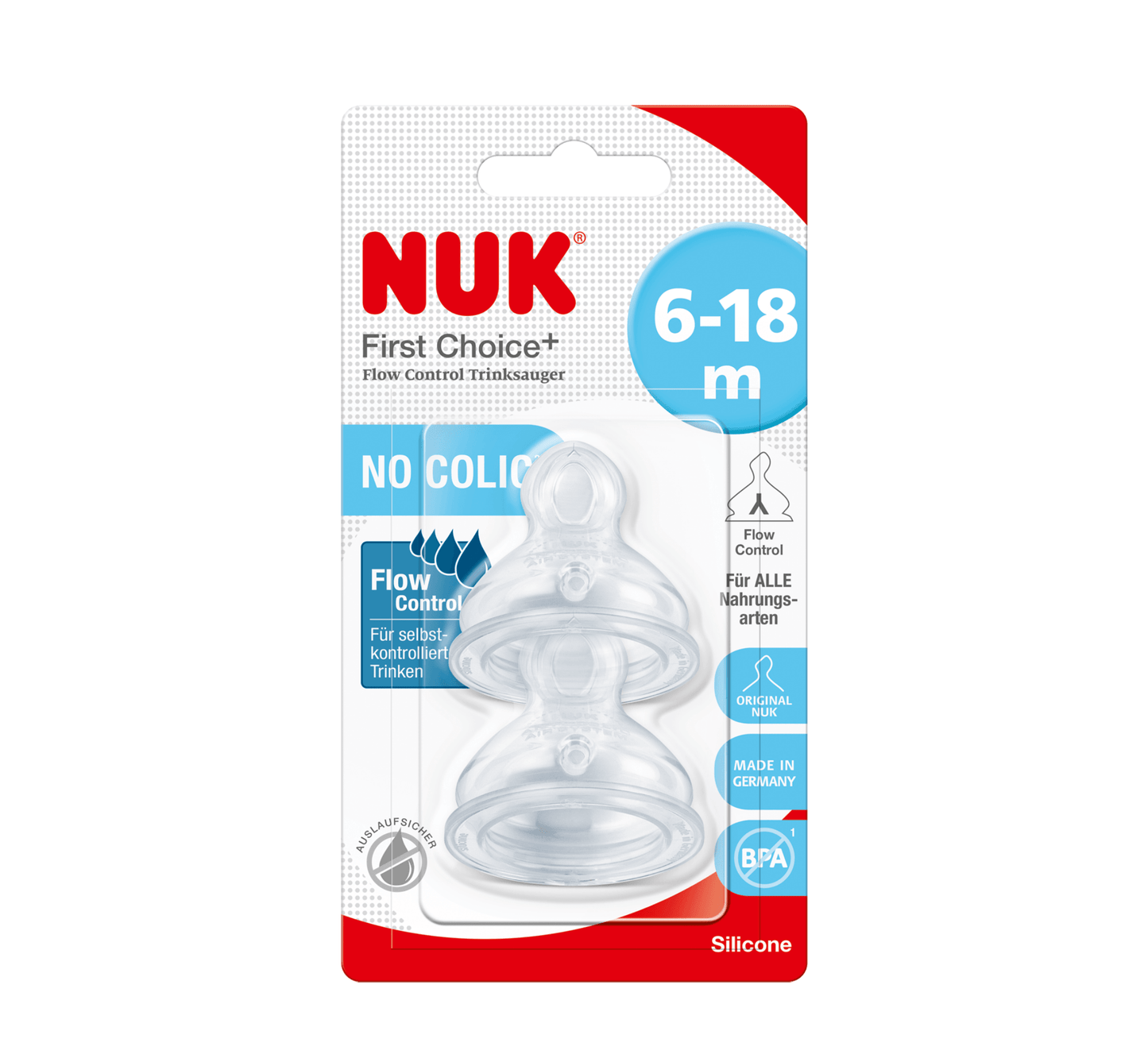 NUK First-Choice+ Biberon Ushqyes Silikoni Flow Control (6-18M)