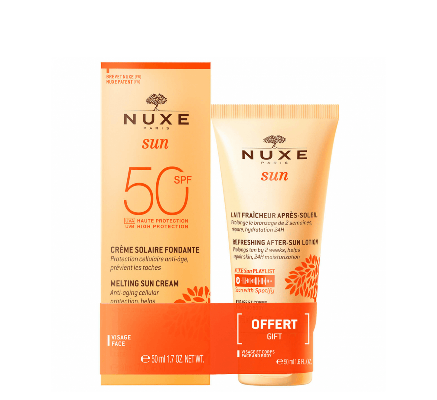 Nuxe Sun - Duo High Protection Melting Sun Cream SPF50 (50ml) + After Sun Lotion (50ml)