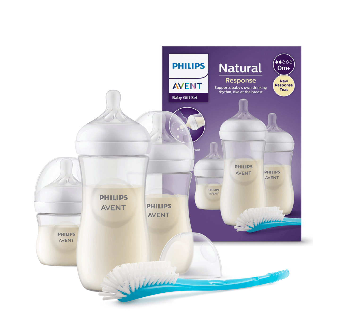 PHILIPS AVENT SCD837/12 SET BIBERON NATURAL PLASTIKE  0M+ *3PCS + FURCE BIB