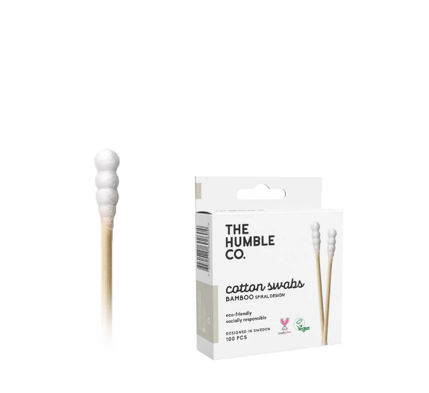 Humble Natural Cotton Swabs Bamboo Spiral Design *100pcs