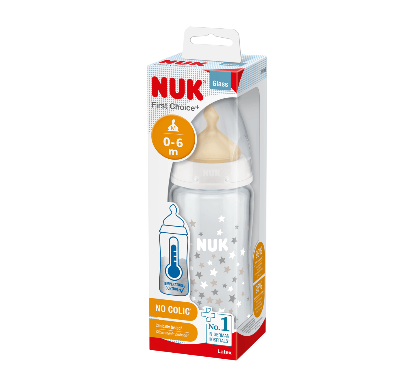 NUK Shishe Qelqi First Choice+ Latex (Temp.Control)